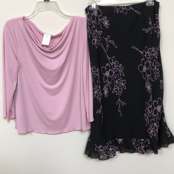 Dress Barn Dresses & Skirts - Skirt set: floral pattern, size 14 shirt, 10 skirt